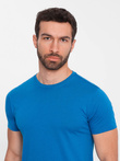 Men's classic cotton BASIC T-shirt - blue V12 OM-TSBS-0146