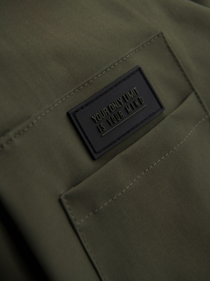 Męska funkcjonalna kurtka przejściowa z kapturem – oliwkowa V2 OM-JANP-0225