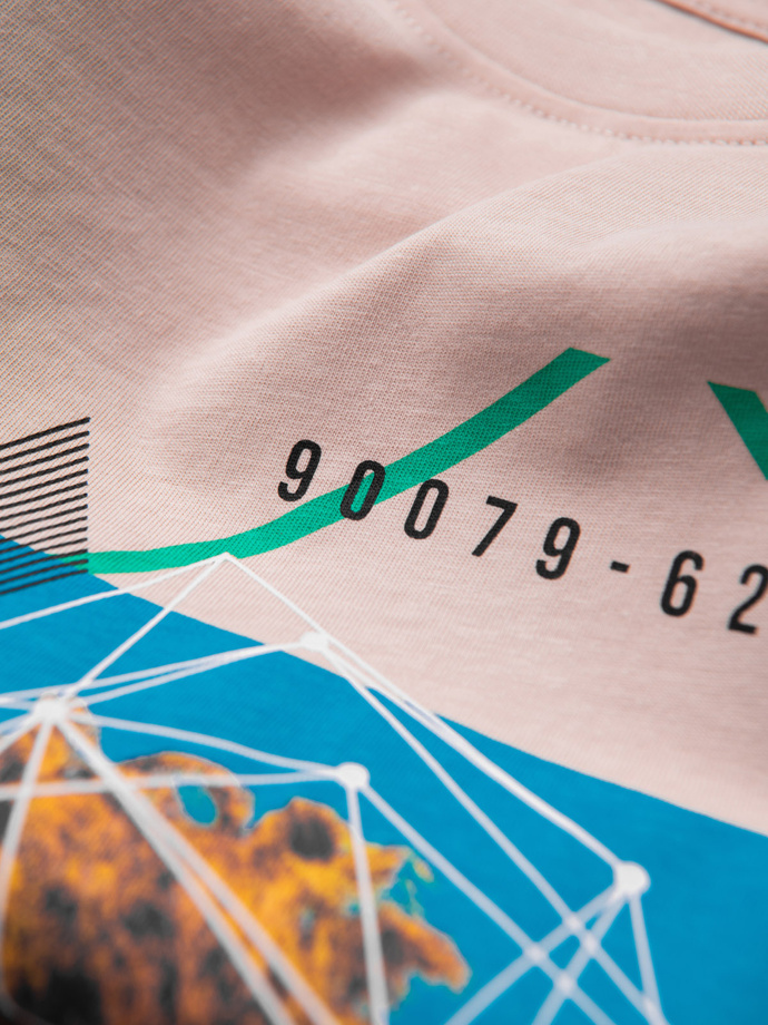 Męski t-shirt bawełniany z nadrukiem California - różowy V2 OM-TSPT-0128