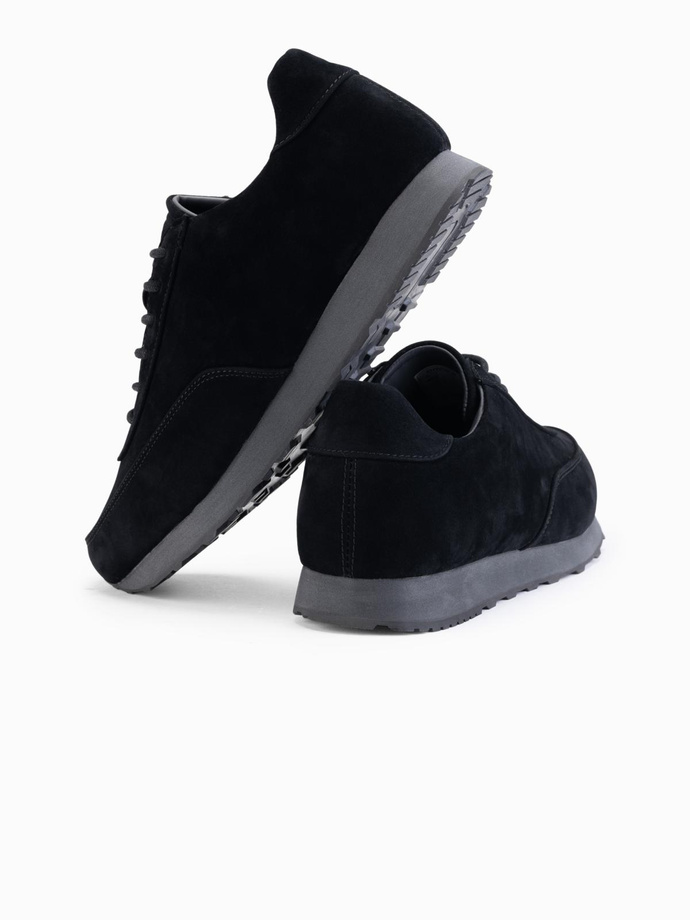 Men's sports shoes sneakers in eco leather with suede finish- black V1 OM-FOCS-0161