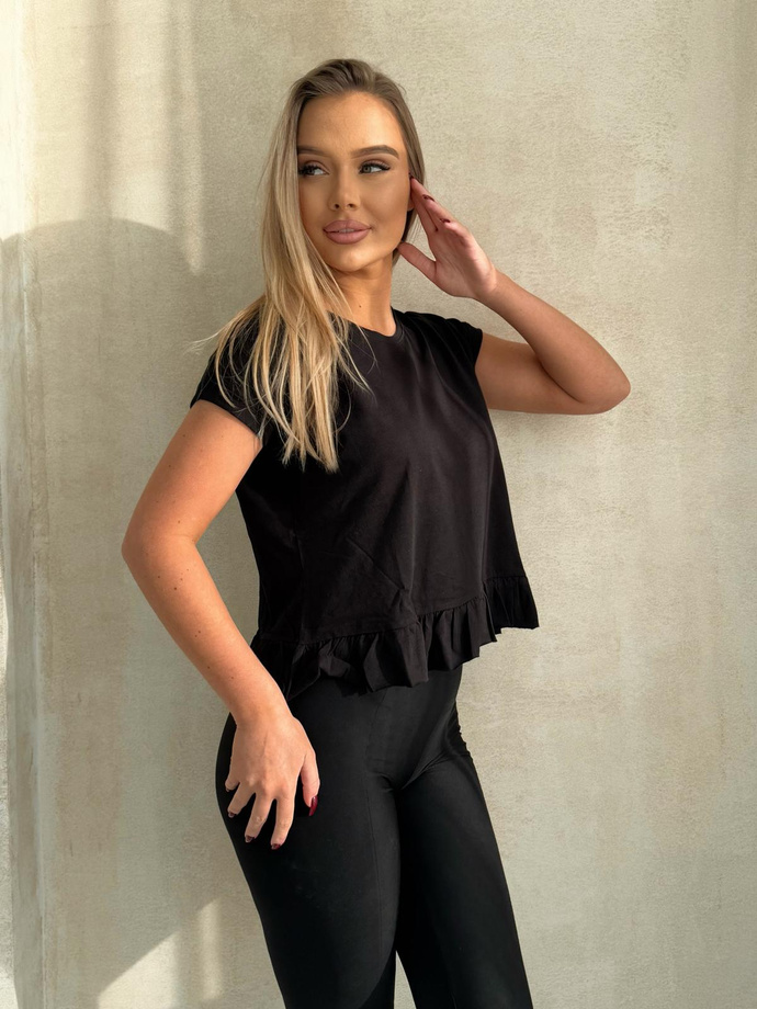 T-shirt with frill SLR096- black