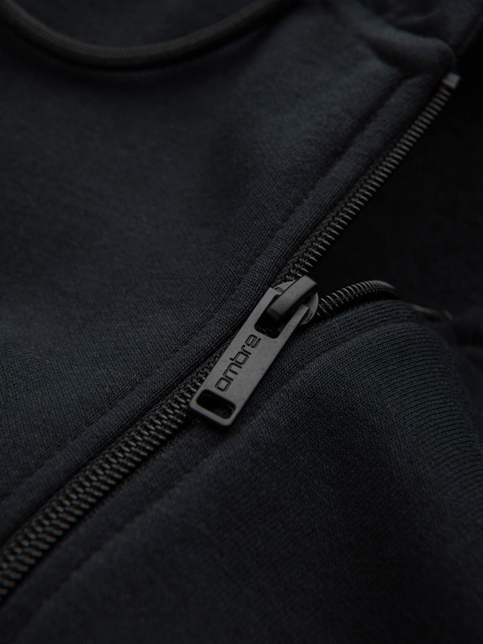 Men's unbuttoned cotton BASIC sweatshirt - black V9 OM-SSBZ-0160