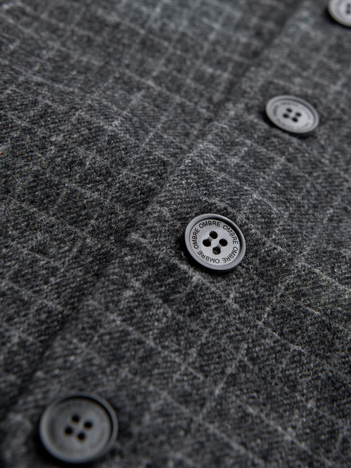 Elegancka kamizelka męska w kratkę z klapami – czarna V3 OM-BLZV-0110