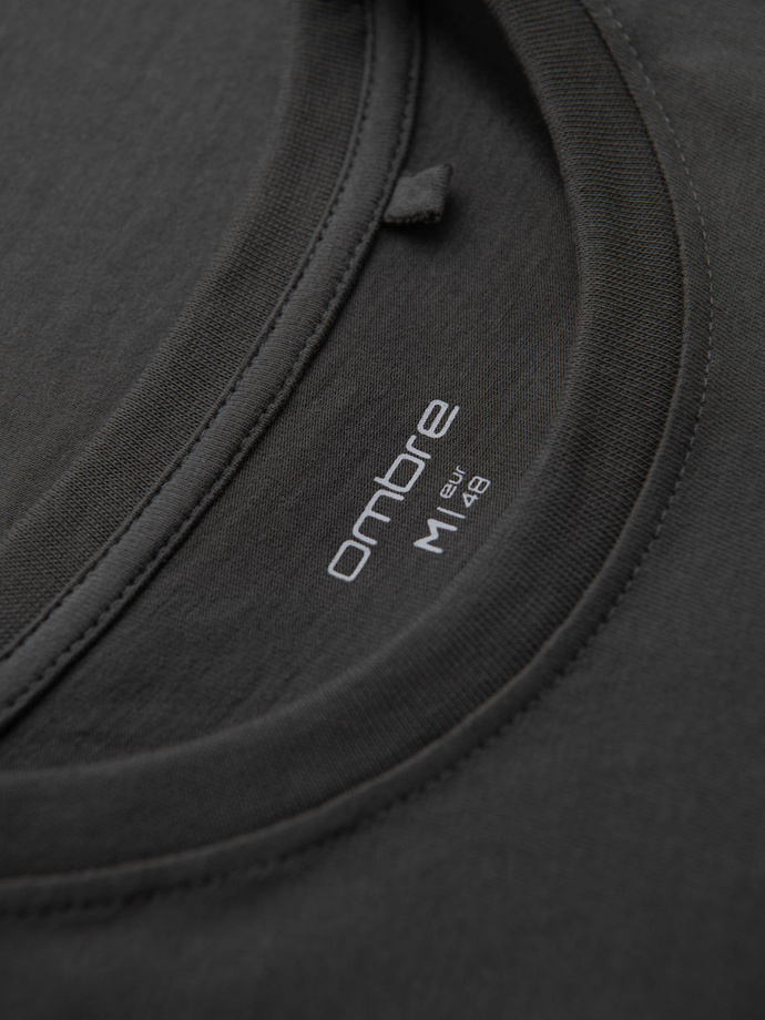 Men's casual t-shirt with pocket patch - graphite V11 OM-TSCT-0109