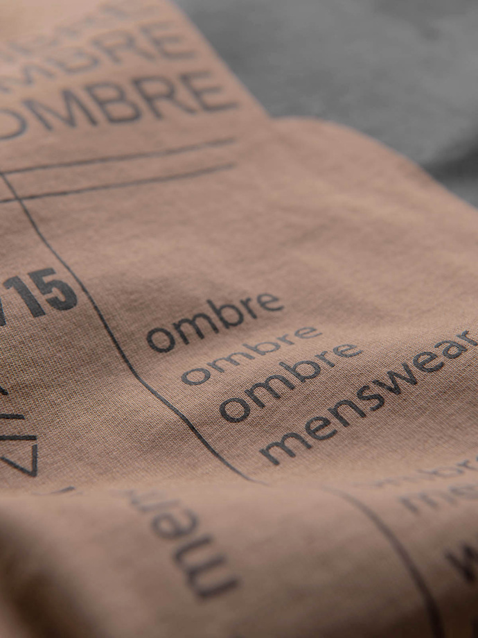 Men's printed cotton t-shirt - light brown V2 OM-TSPT-0166