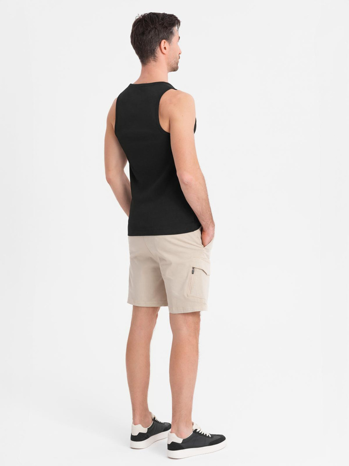 Men's cotton basic t-shirt with straps - black V3 OM-TSBT-0239