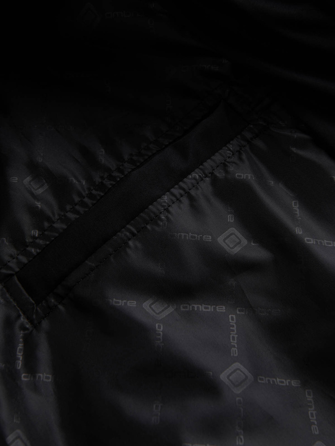 Men's quilted bomber jacket with metal zippers - black V1 OM-JALP-0143