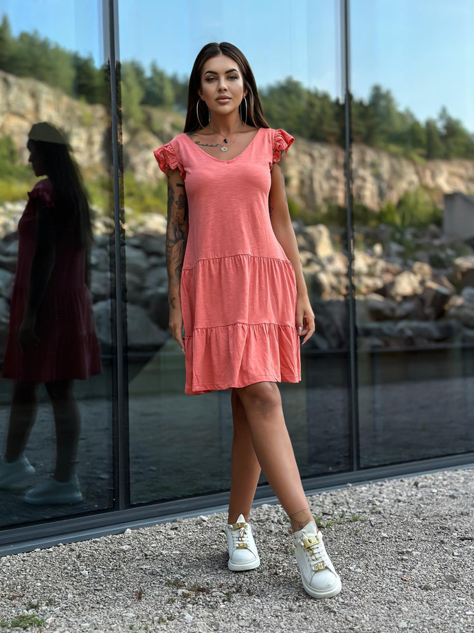 Dress with frills on shoulders - DLR117 orange