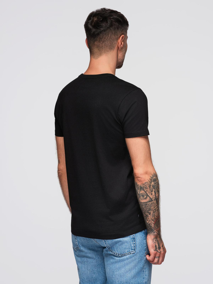Men's printed cotton t-shirt - black V3 OM-TSPT-0166