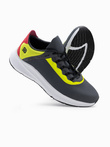 Men's sneakers with neon inserts - graphite V3 OM-FOKS-0118