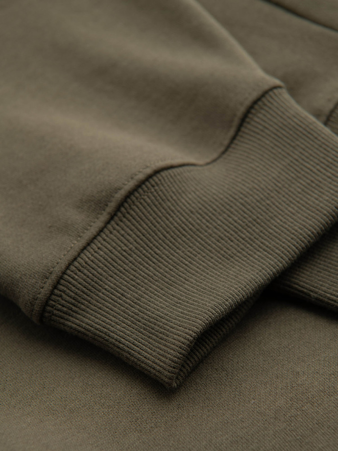 Men's sweatpants with stitching and leg zipper - olive V3 OM-PASK-0147