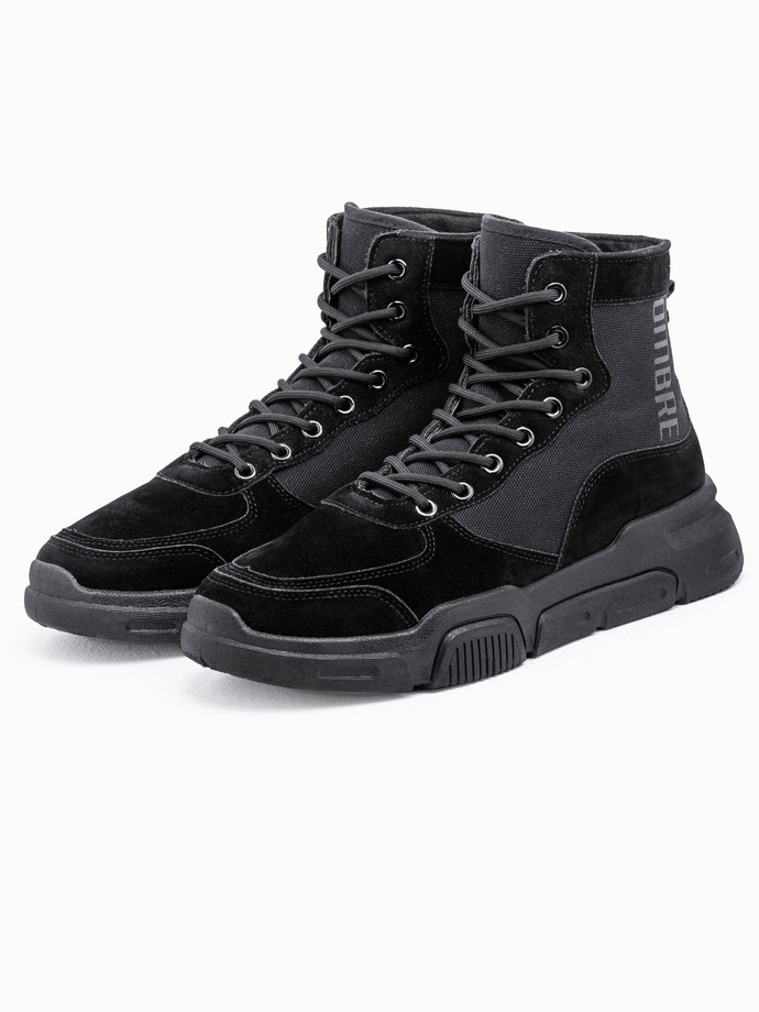 Men's ankle sneaker boots with sculpted sole - black V1 OM-FOBO-0122