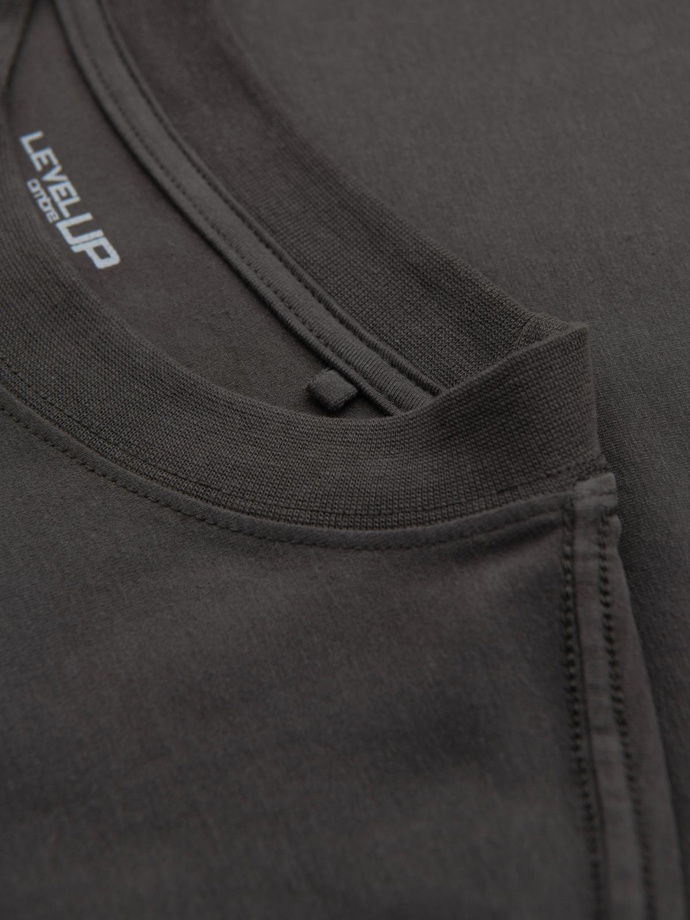 Męski t-shirt bawełniany LOOSE FIT z okrągłym dekoltem – szarozielony V3 OM-TSBC-0234