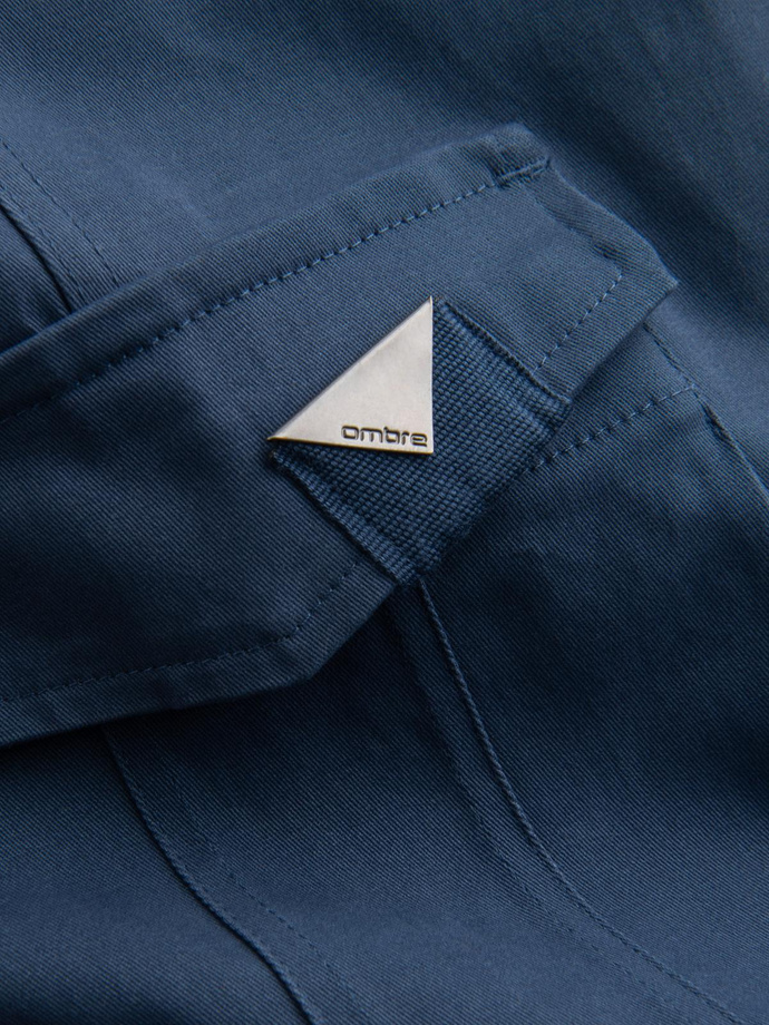 Men's cargo pants STRAIGHT LEG with triangle pins on pocket - dark blue V4 OM-PACG-0196