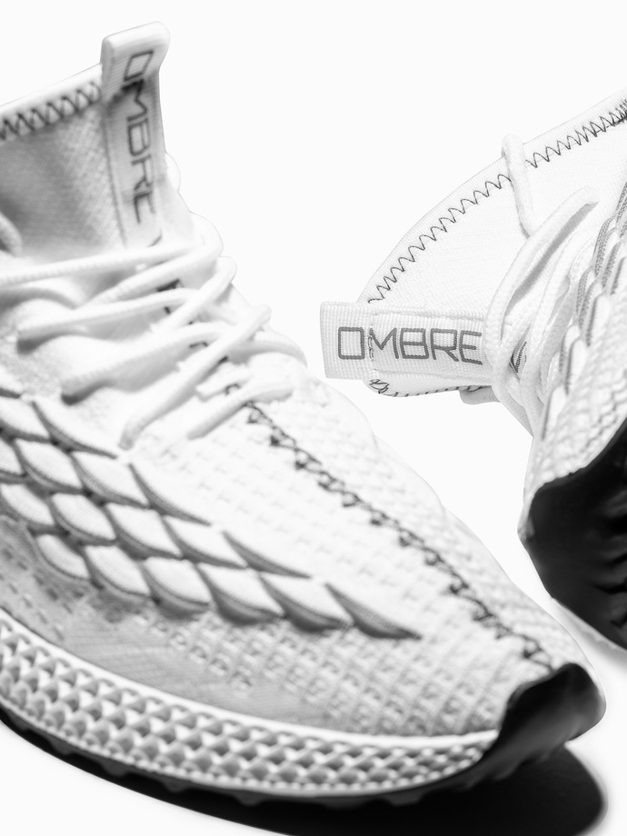 Lightweight men's shoes lace-up sneakers - white V2 OM-FOKS-0141