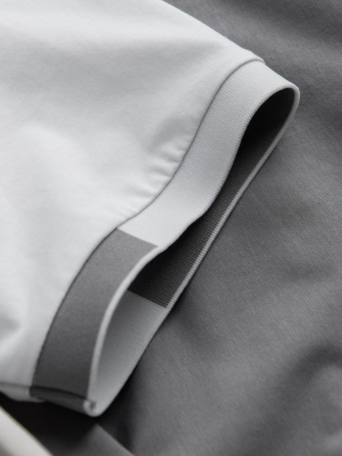 Men's t-shirt with elastane with colored sleeves - gray V4 OM-TSCT-0176