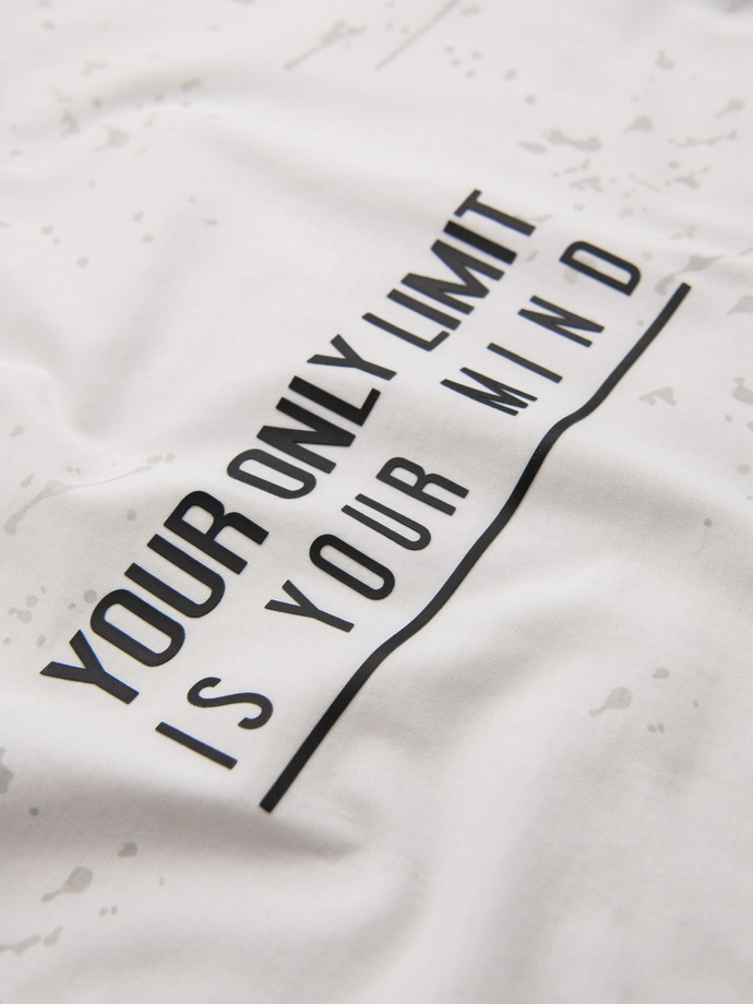 Men's printed t-shirt with round neckline - white V1 OM-TSFP-0187