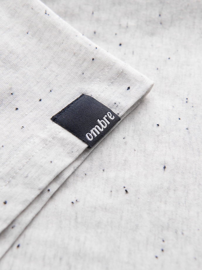 T-shirt męski z ozdobnym efektem confetti - kremowy V1 OM-TSCT-0178