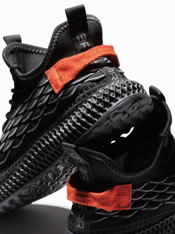 Męskie lekkie buty sneakersy sznurowane - czarne V3 OM-FOKS-0141