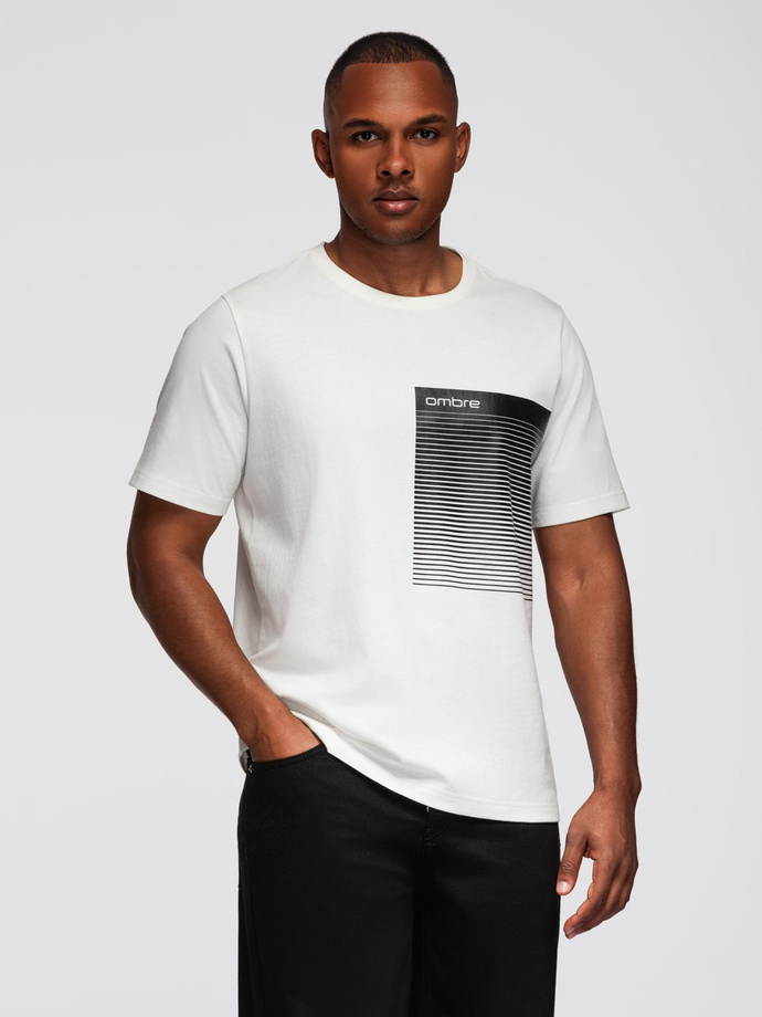 Men's cotton t-shirt with graphic print - white V1 OM-TSPT-0246