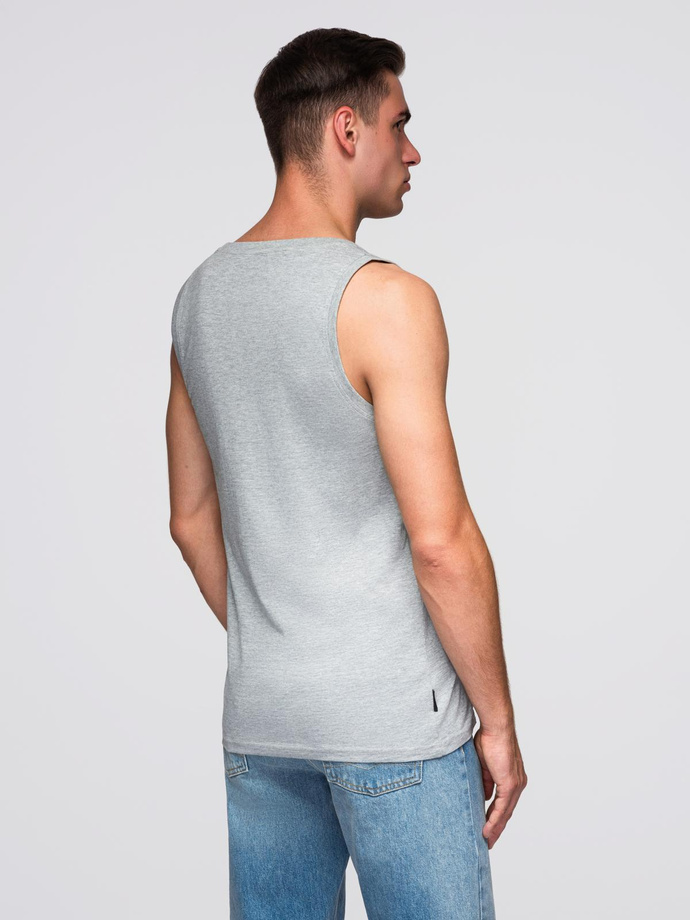 Męska bawełniana koszulka tank top BASIC – szary melanż V2 OM-TSBT-0192