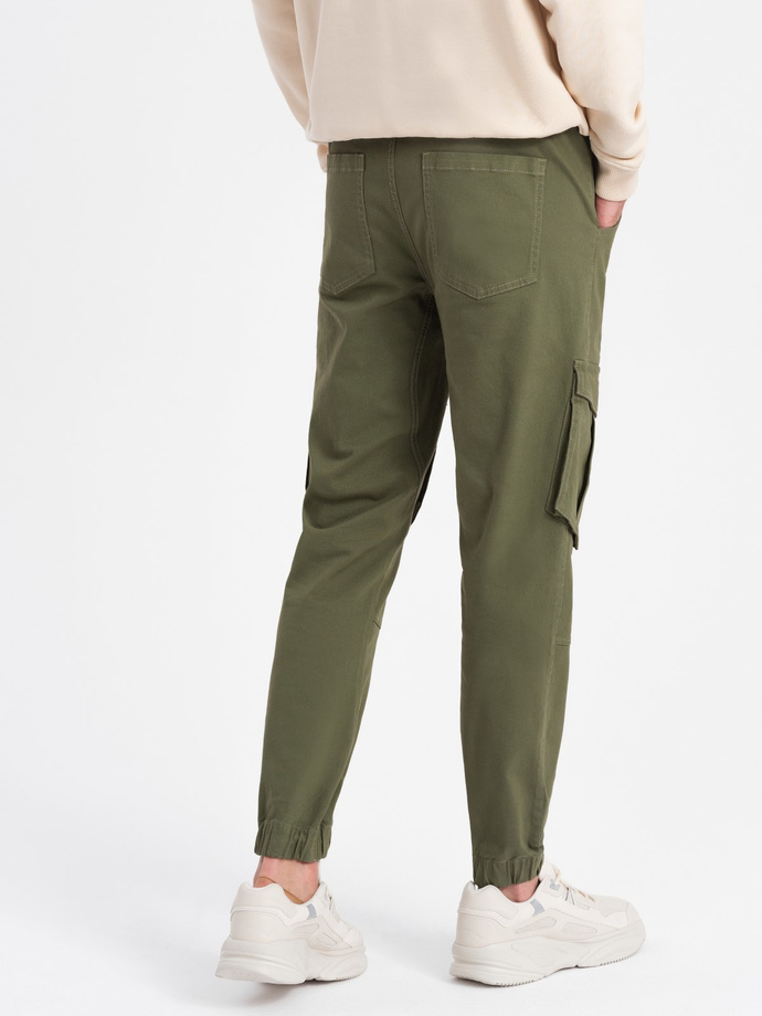Men's JOGGERS pants with cargo pockets - olive V18 P886