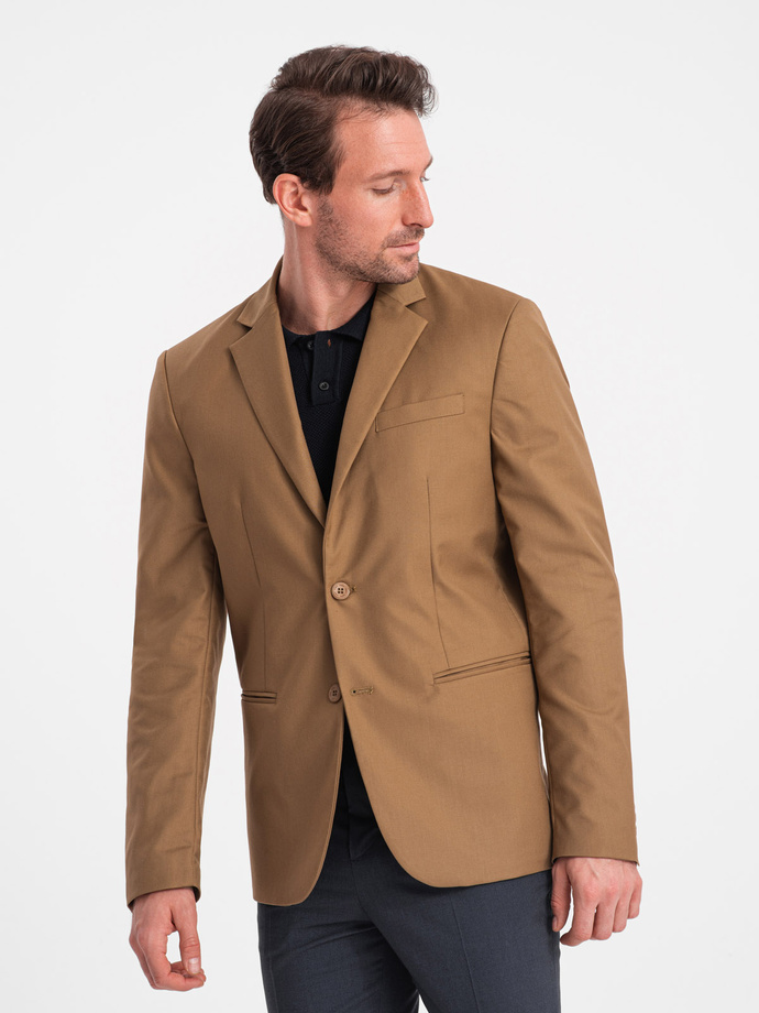 Classic men's jacket with pillowcase pocket - caramel V2 OM-BLZB-0115
