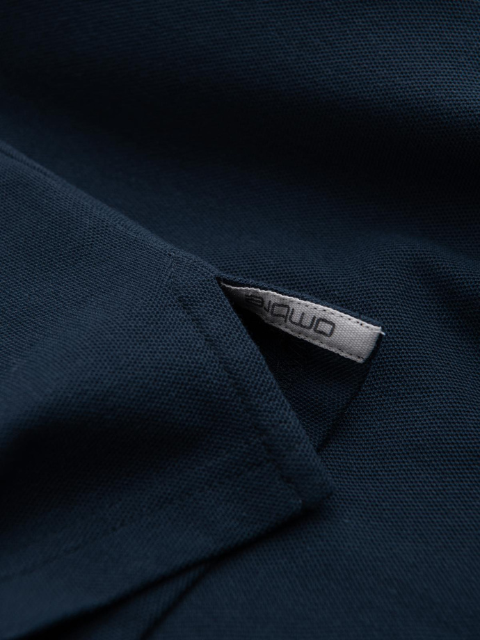 BASIC men's single color pique knit polo shirt - navy blue V2 OM-POBS-0100
