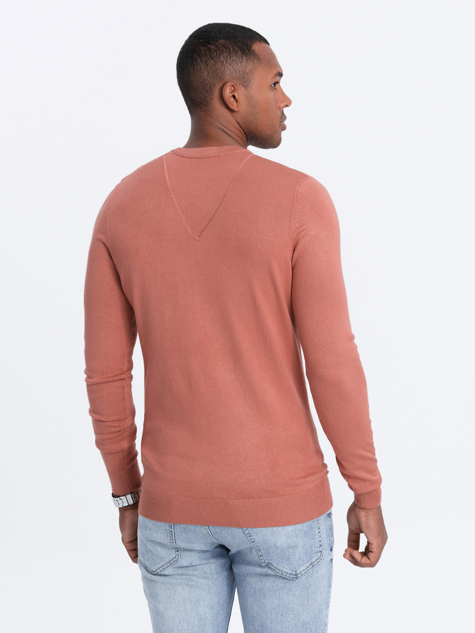 Sweter męski z haftem - różowy V18 E191