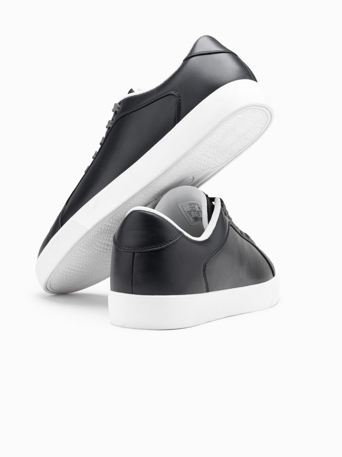 Klasyczne buty męskie sneakersy z wysoką podeszwą – grafitowe V4 OM-FOCS-0165