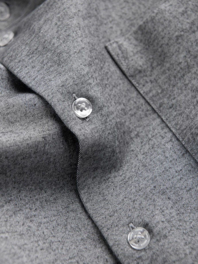 Koszula męska z kieszenią REGULAR FIT - szary melanż V3 OM-SHCS-0148
