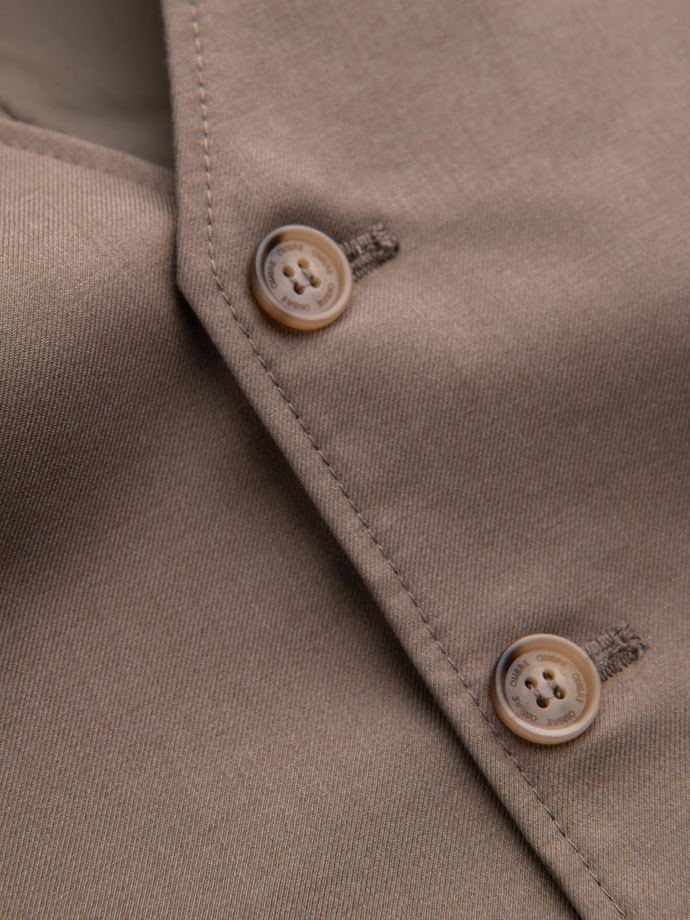 Men's suit vest without lapels - beige V2 OM-BLZV-0112