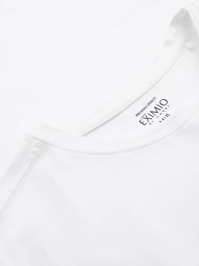 Men's SLIM FIT t-shirt with elastane and print - white V2 OM-TSBC-0222