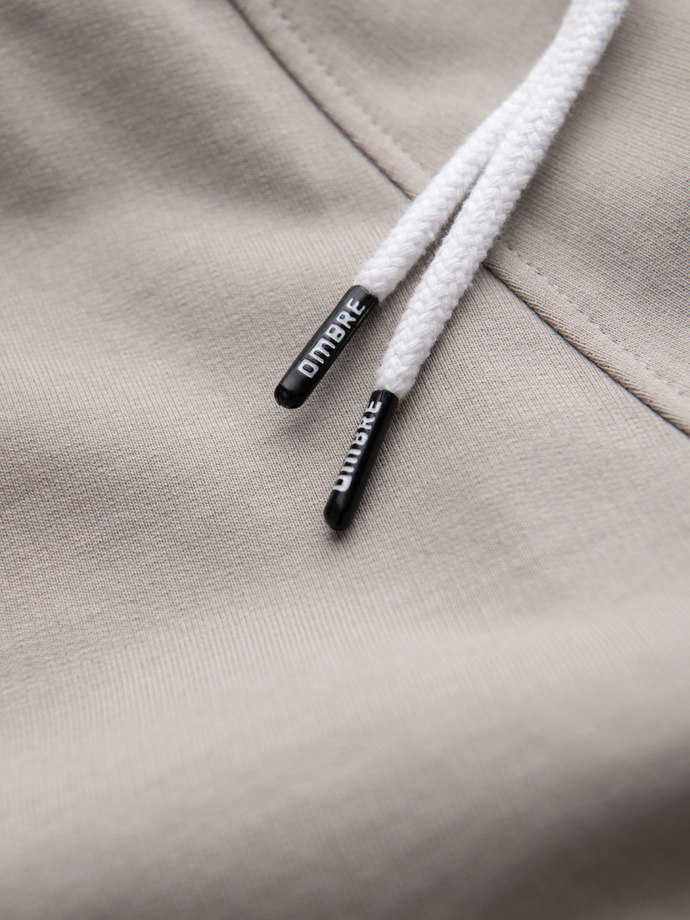 Men's sweat shorts with rounded leg - dark beige V3 OM-SRSK-0105