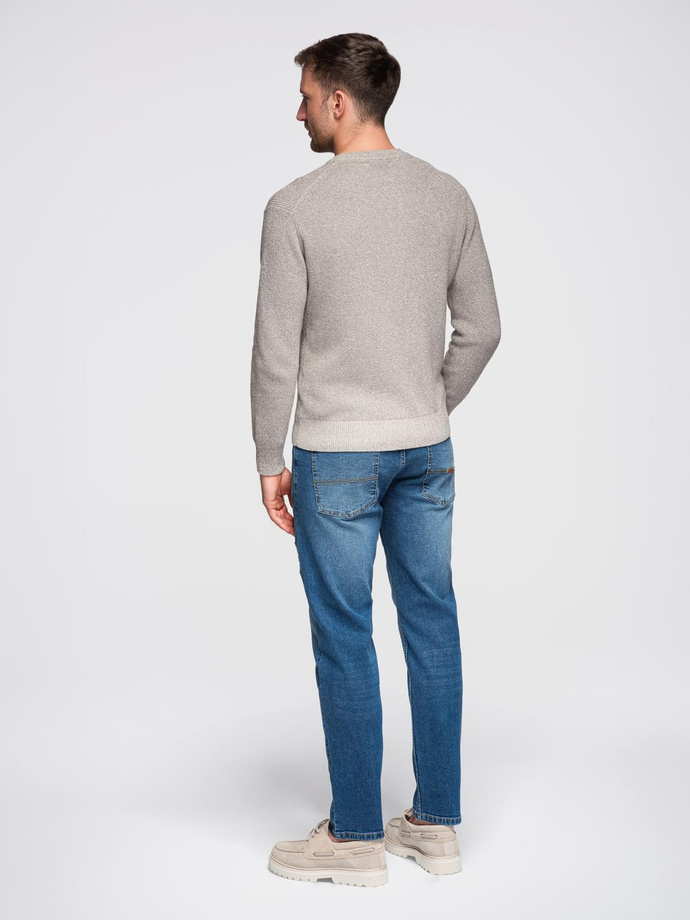 Męskie spodnie jeansowe SLIM FIT z przetarciami - ciemnoniebieskie V2 OM-PADP-0255