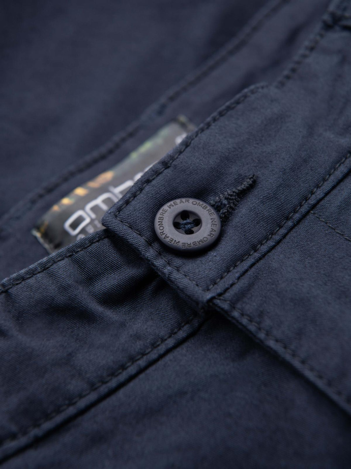 Men's classic chino shorts with rolled up leg - navy blue V10 OM-SRCS-0197