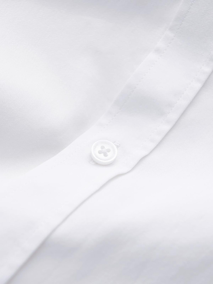 Classic men's SLIM FIT shirt in satin fabric - white V1 OM-SHOS-0176