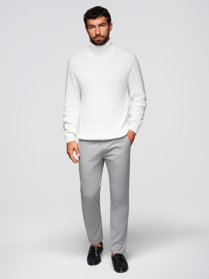 Men's chino pants with decorative waistband - gray V6 OM-PACP-0118