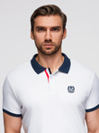 Men's polo shirt with colorful accents - white V2 OM-POSS-0105