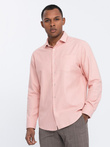 Men's REGULAR FIT shirt with pocket - pink V5 OM-SHCS-0148
