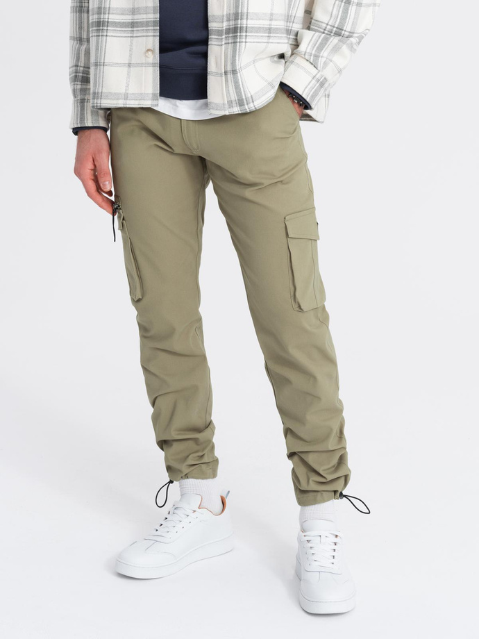 Men's STRAIGHT LEG cargo pants with triangle pocket pin - olive V2 OM-PACG-0196