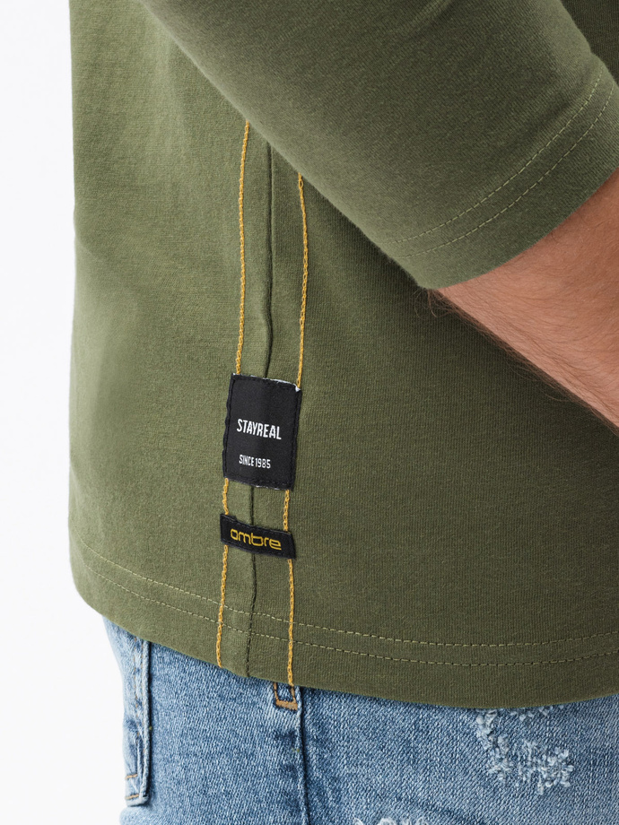 Men's printed longsleeve - olive L130