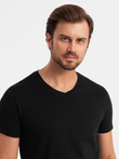 Zestaw bawełnianych męskich t-shirtów V-neck BASIC – 3x czarny V9 OM-TSBS-0233 