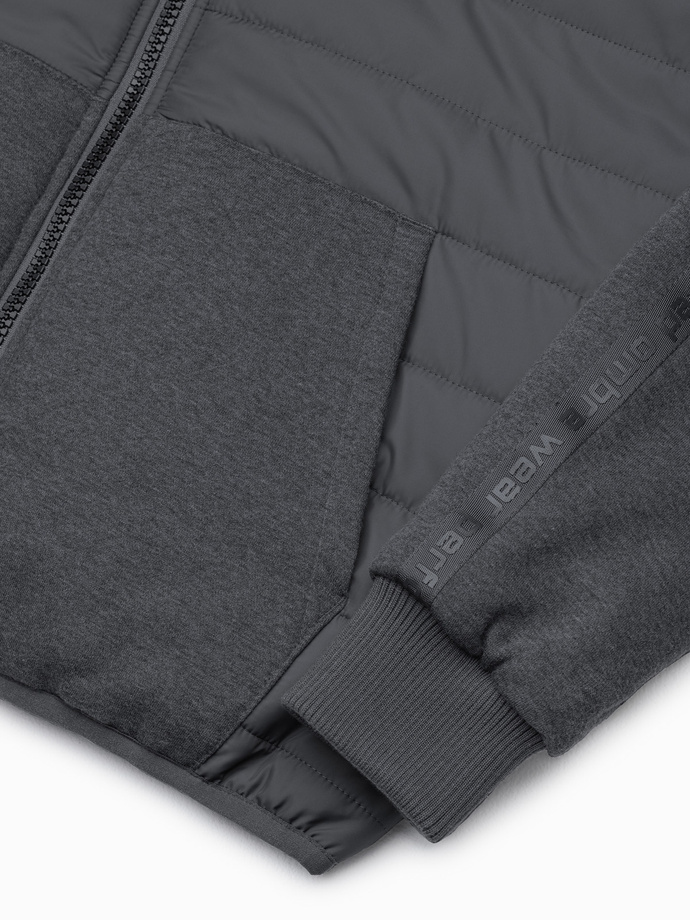 Men's mid-season jacket - dark grey C601