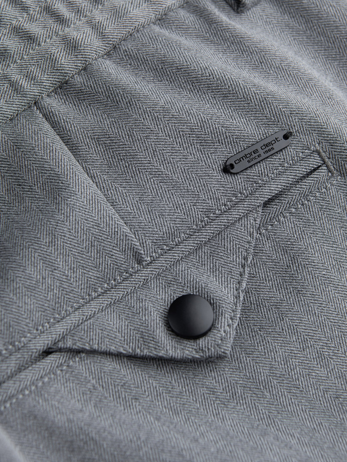 Męskie spodnie chino z gumką w pasie SLIM FIT - szare V1 OM-PACP-0158