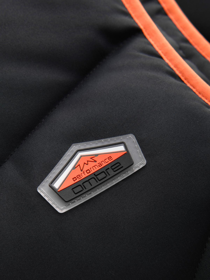 Men's quilted sleeveless jacket with neon accents - black V4 OM-JAVJ-0210