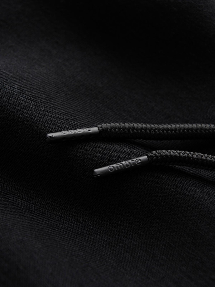 Men's hoodie with zippered pocket - black V4 OM-SSNZ-22FW-006