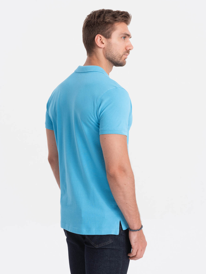 Pique knit polo shirt - blue V3 S1746
