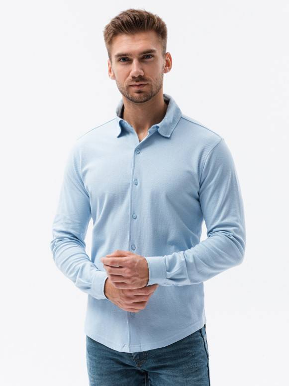 Men's long sleeve knit shirt - blue V3 K540