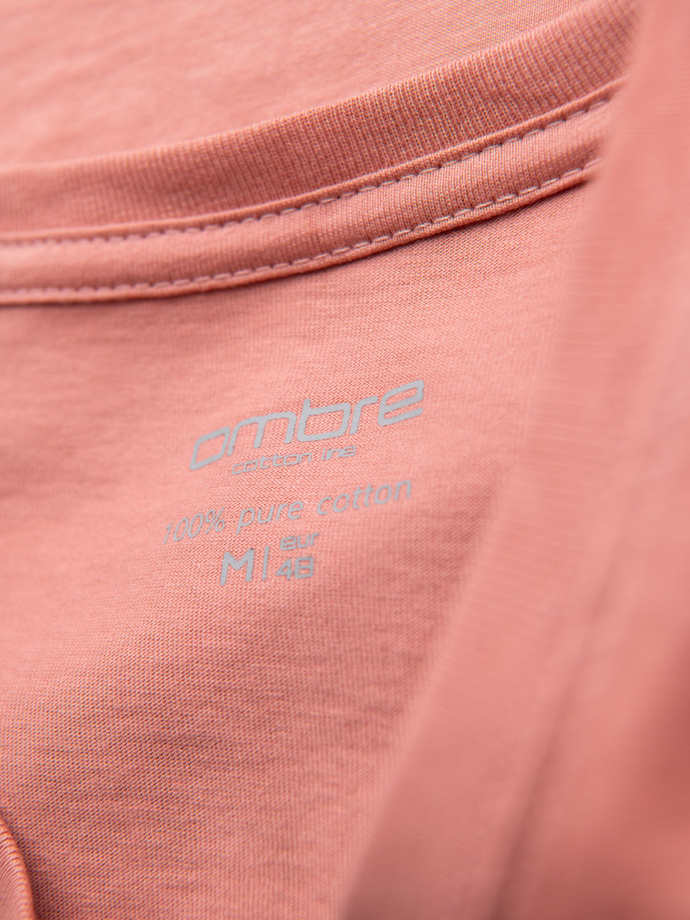 BASIC men's classic cotton tee-shirt with a v-neck - pink V7 OM-TSBS-0237